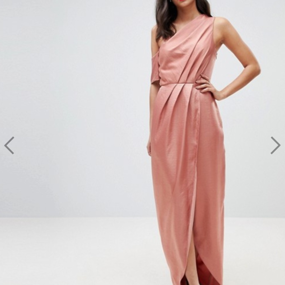 ASOS Rose Gold 1-Shoulder Maxi Dress